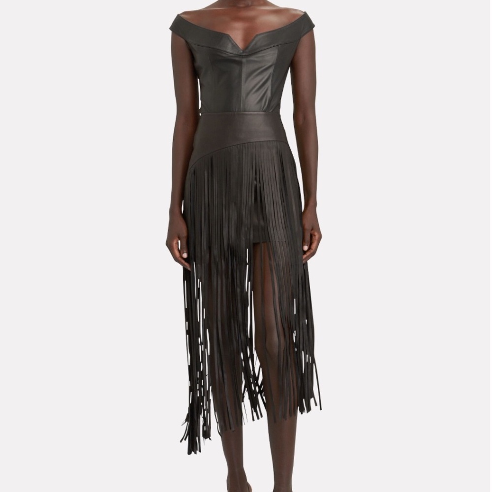 Sylvia Fringed Leather Skirt